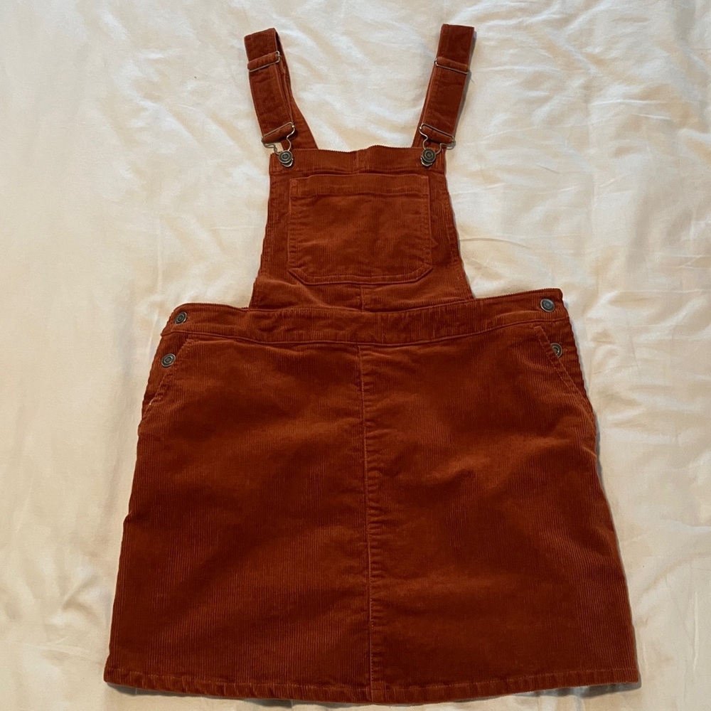 ModCloth Rust Corduroy Overall Dress